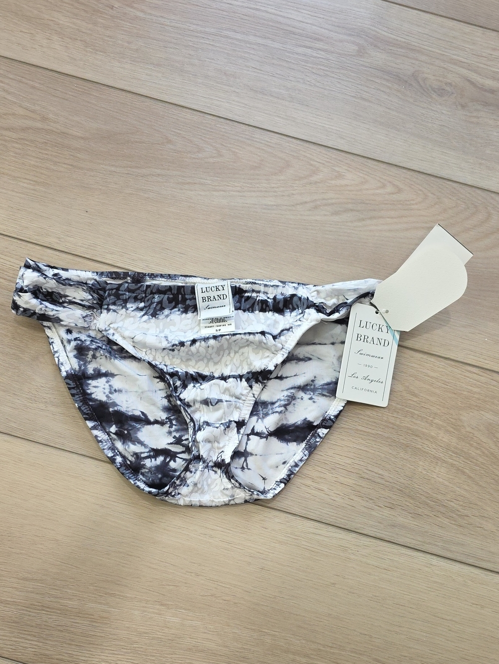 Lucky Brand Black & White Tie-Dye Bikini Bottoms